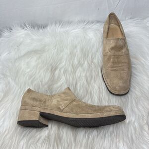 Stephane Kelian Paris Women's Vintage Pale Tan Suede Slip On Loafers Sz 10